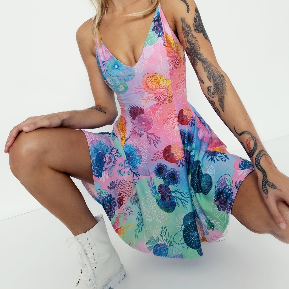 Floral Coral Rainbow Dress